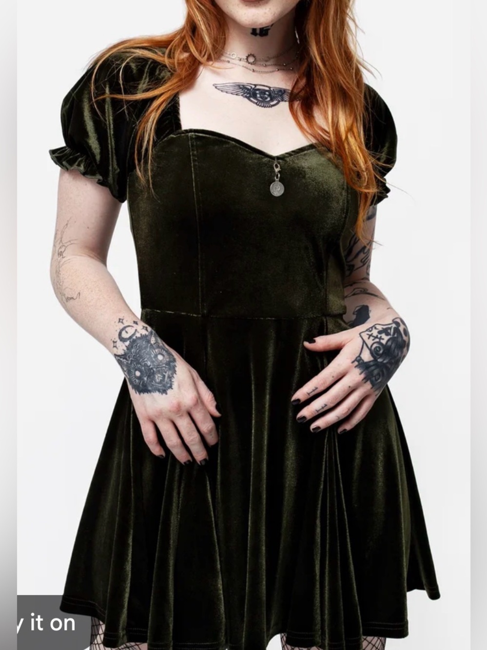 Disturbia Verdant Green Velvet Corset Mini Dress Goth US 4 UK 8